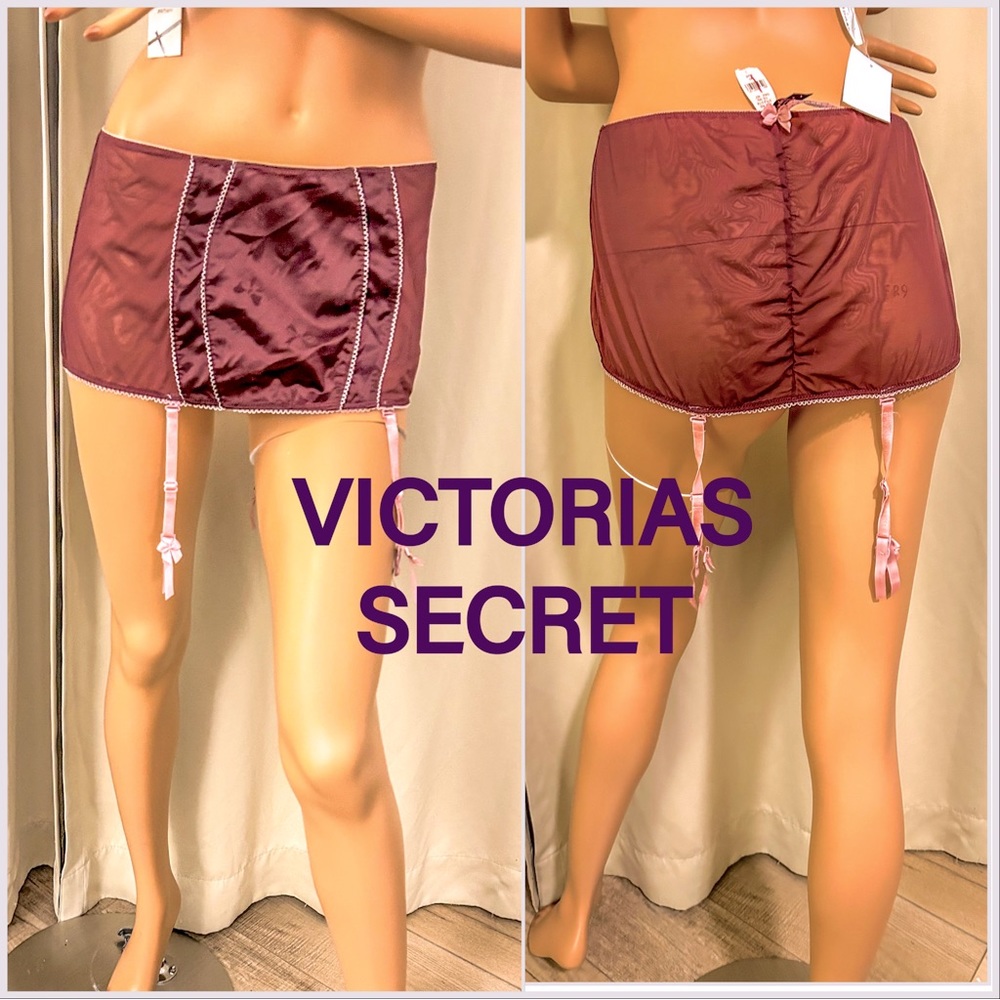 New Victoria's Secret Sexy Little Things Mauve Satin sheer garter S & L $26